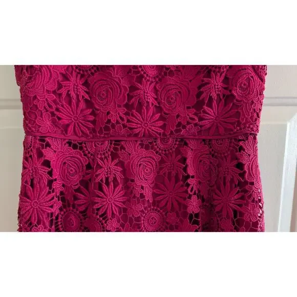 White House Black Market Lace A-Line Dress in Rose Pink - Picture 2 of 5